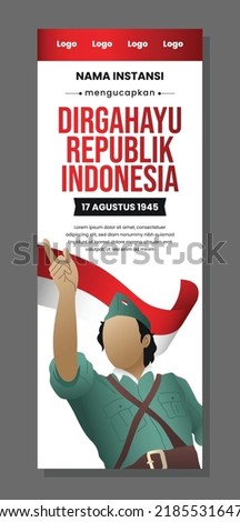Template x banner vector illustration of Indonesian Independence Day on August 17th with a faceless character and red white color background - Vol 3