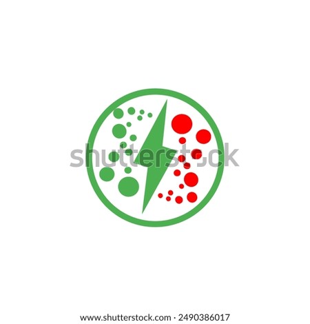 Graphic Design Electric charging icon, Digital Vector illustration with a green half circle shape, and in the middle there is a charging power shape that can be used for Applications, Logos, Indonesia