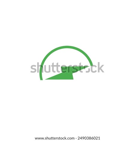 Graphic Design Electric charging icon, Digital Vector illustration with a green half circle shape, and in the middle there is a charging power shape that can be used for Applications, Logos, Indonesia