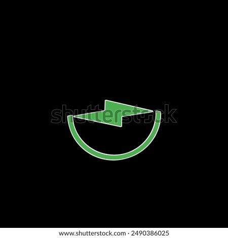 Graphic Design Electric charging icon, Digital Vector illustration with a green half circle shape, and in the middle there is a charging power shape that can be used for Applications, Logos, Indonesia