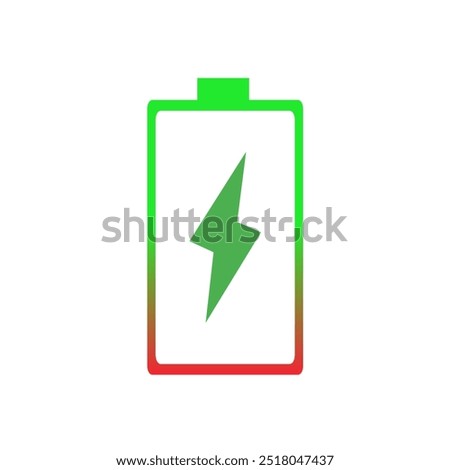 Graphic Design Electric charging icon, Digital Vector illustration with a green and white half circle shape, and in the middle there is a charging power shape that can be used for Applications, Logos,