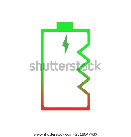 Graphic Design Electric charging icon, Digital Vector illustration with a green and white half circle shape, and in the middle there is a charging power shape that can be used for Applications, Logos,