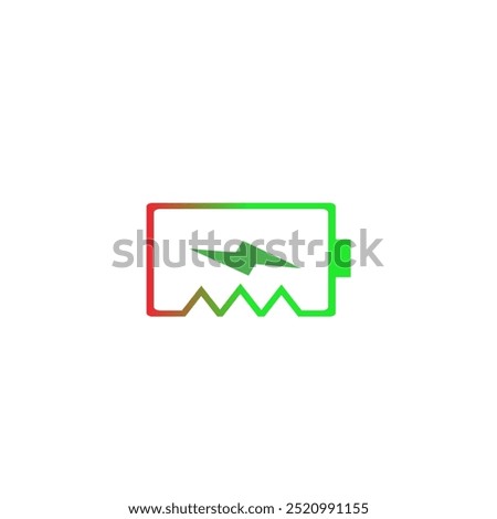 Graphic Design Electric charging icon, Digital Vector illustration with a green and white half circle shape, and in the middle there is a charging power shape that can be used for Applications, Logos