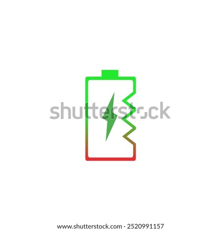 Graphic Design Electric charging icon, Digital Vector illustration with a green and white half circle shape, and in the middle there is a charging power shape that can be used for Applications, Logos