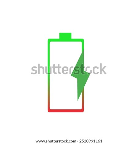 Graphic Design Electric charging icon, Digital Vector illustration with a green and white half circle shape, and in the middle there is a charging power shape that can be used for Applications, Logos