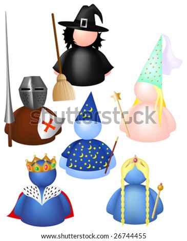 This vector picture represents a various icons messenger, collection 2: medieval