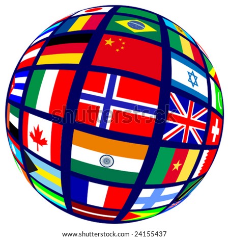 This Vector Picture Represents A Earth With Flags - 24155437 : Shutterstock