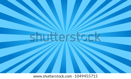 Sunburst, blue background. Vector illustration