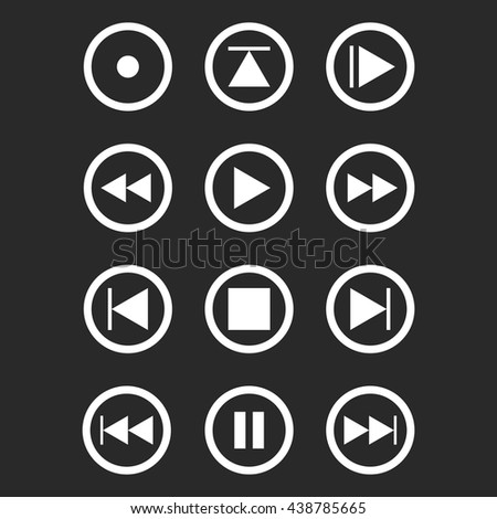 Media player colored buttons. Set audio and video player buttons. Multimedia player icon set. Vector illustration