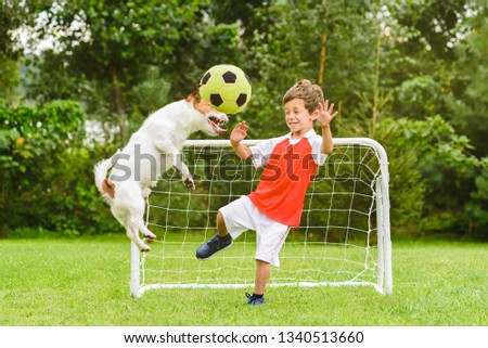 Similar – Image, Stock Photo Sportsman training on backyard and watching tutorial on laptop