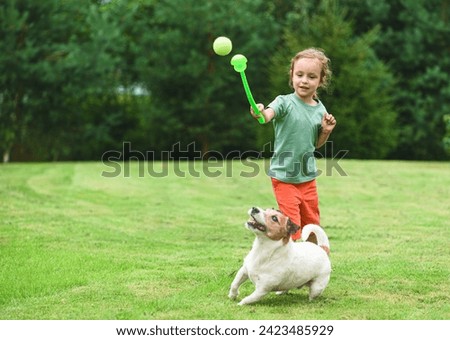 Similar – Image, Stock Photo Bring the ball Dog Pet