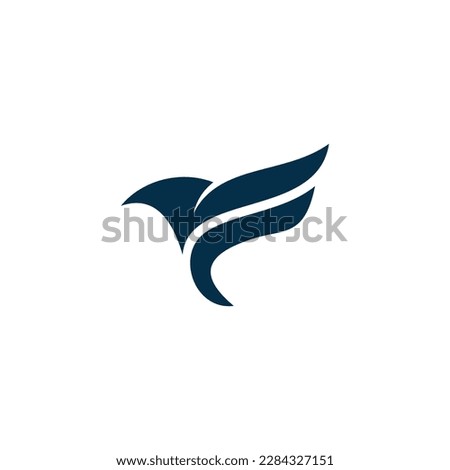 Initial Letter F with Bird Silhouette for Falcon Free Freedom Fly Flying Flight Feathers
