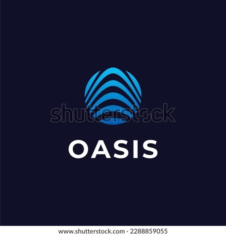 Wave symbol or oasis, ocean, with letter O vector template, logo design inspiration
