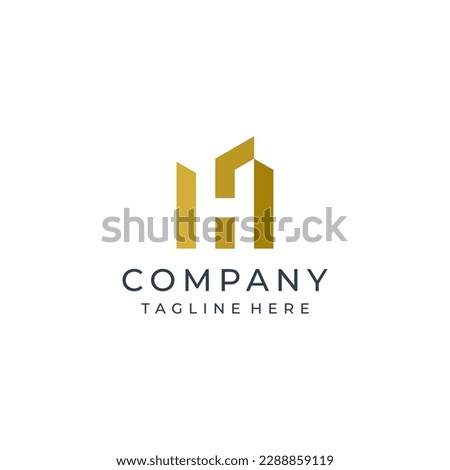 real estate letter H house logo concept architecture home construction company logo realty rent symbol icon vector template