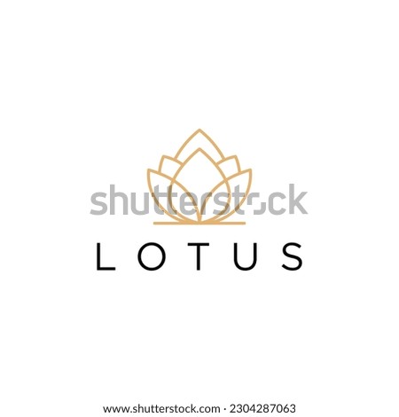 Linear lotus icon. Lotus logo vector template