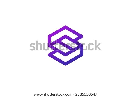 Initial Letter S with hexagon shape logo design