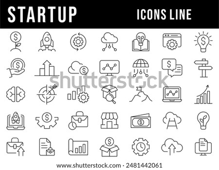 startup business icon set line editable stroke	