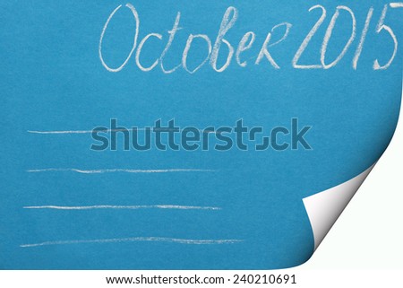blank to do list for October 2015 chalk written on the blue page curl background