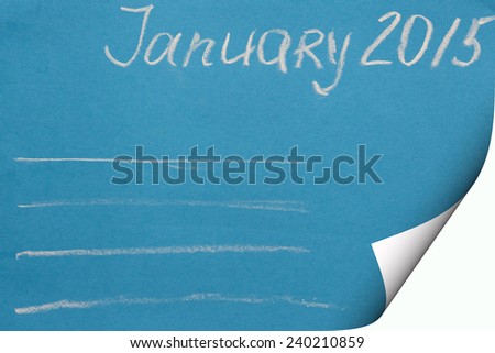 blank to do list for January 2015 chalk written on the blue page curl background