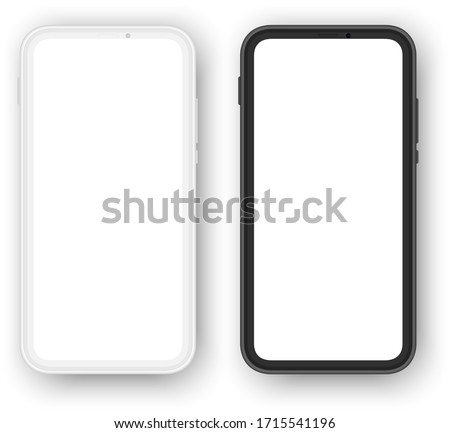 frameless smartphones mockups, white and black versions. blank screen for your content.