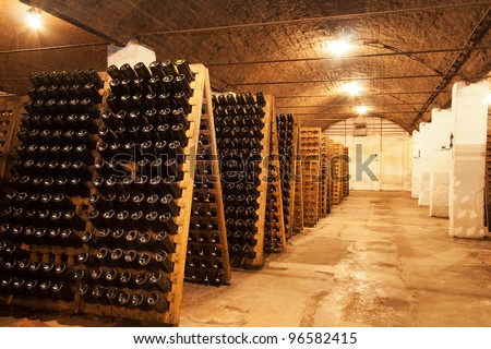 Row of bottle collection wine