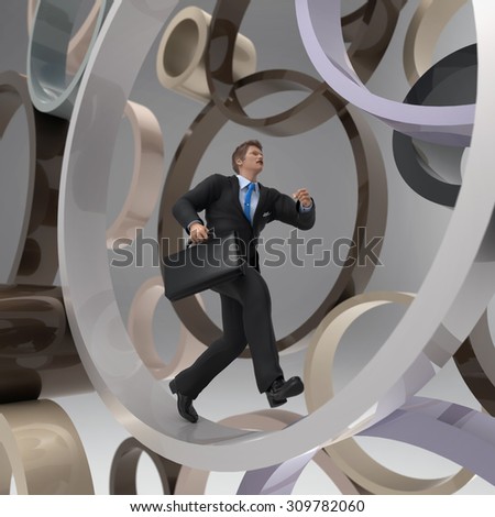 businessman running in the rind