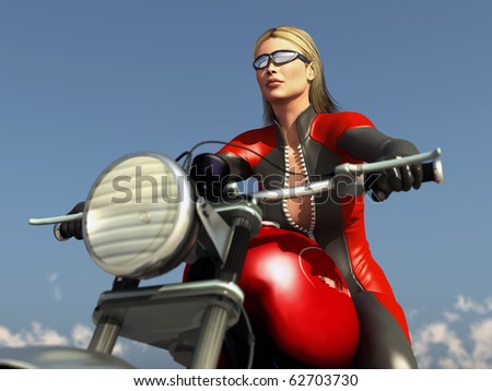 beautiful woman riding on motorcycle