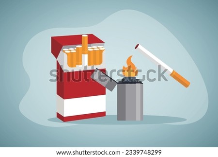 A pack of cigarettes. smoking, Lighter for cigarette, Quit smoking