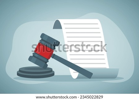 Legal document, attorney or court professional office, law and judgment approval paper concept.a gavel hammer symbol of court or judgement.