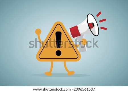 Important announcement, attention or warning information, breaking news or urgent message communication, alert and beware concept, warning sign announce on megaphone with attention exclamation sign