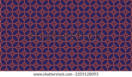 Geometrical pattern design inspired by key icon. Dark blue background. Suitable for fabrics, textiles, rugs, or carpets.