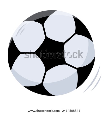 Single hand draw soccer ball isolated on white background. Sport equipment for soccer game. Vector illustration. Flat style. Black and gray colors.Football match. Soccer ball icon.