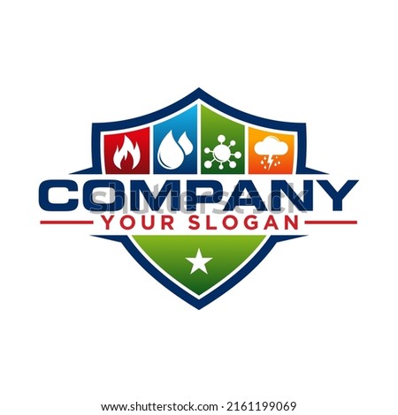 Water, Fire and Mold shield Logo Design