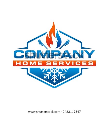 graphic vector of plumbing, heating, and cooling service company logo design  illustration 2