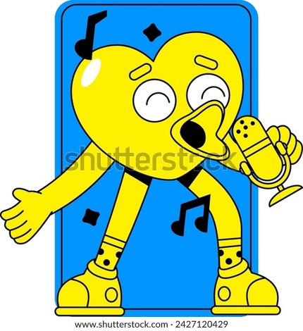 Singing Cute Sticker character illustration
