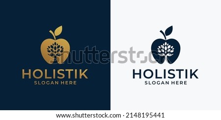 Charity tree logo with apple gradient and gold