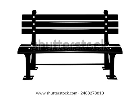 Park Bench Vector black Silhouette, Wooden Bench Clipart isolated on a white background