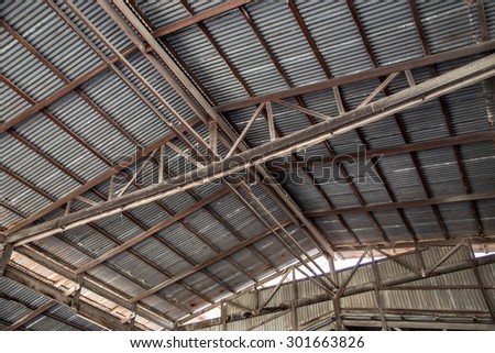 Zinc roofing plant The wooden structure roof.