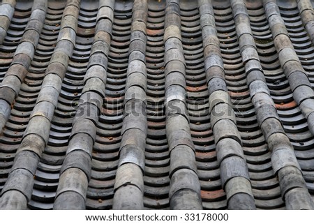 Old Tile Roof of Traditional Korean Architecture in Deoksugung Palace, Seould, South Korea