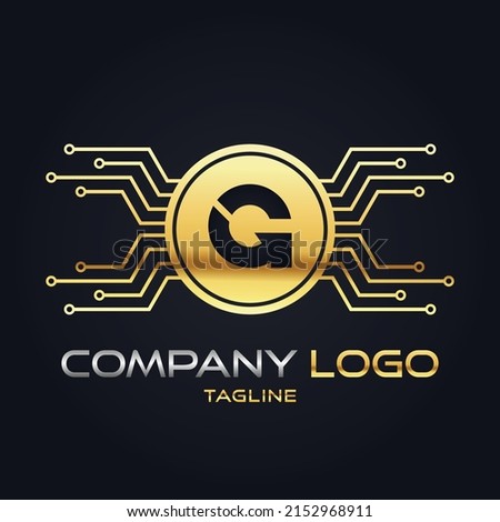 Modern 3D Gold Crypto initial Tech G Initial logo vector