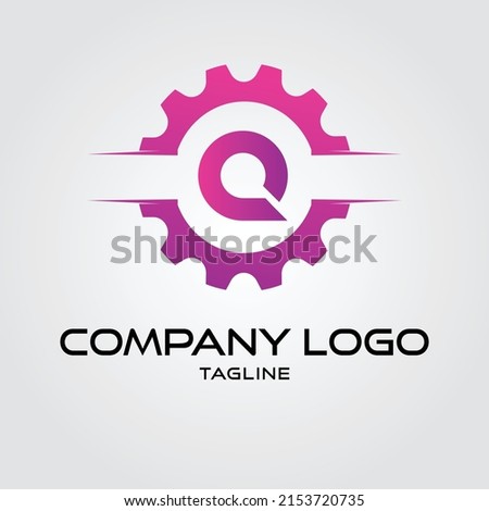 Digital tech E vector business logo template concept illustration Gear electronic factory sign Cog wheel technology symbol SEO emblem Design element