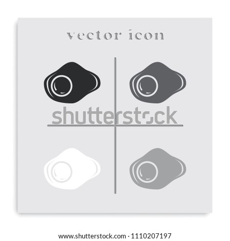 Fried egg flat black and white vector icon.