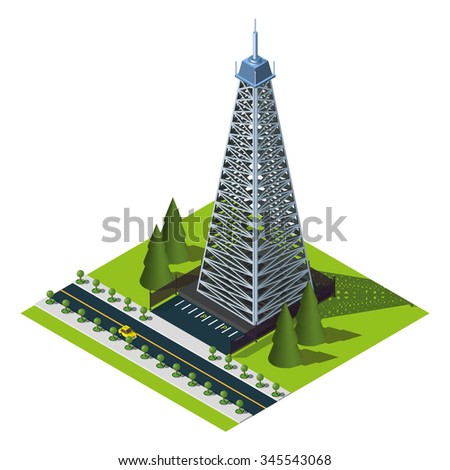 Mobile tower illustration. Isometric icon. 