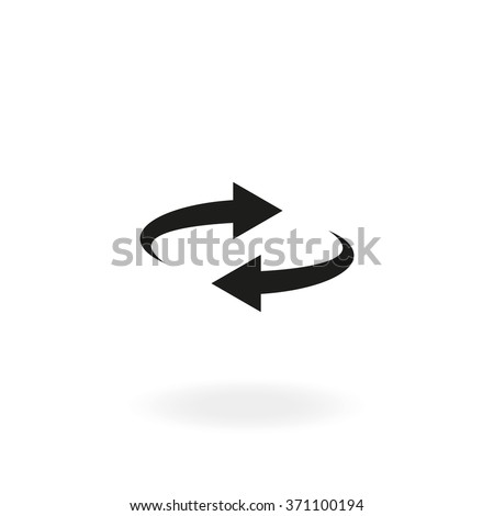 Reset button, reload arrows vector symbol. Flat spin illustration. Arrows rotate icon isolated on white background. Stok fotoğraf © 