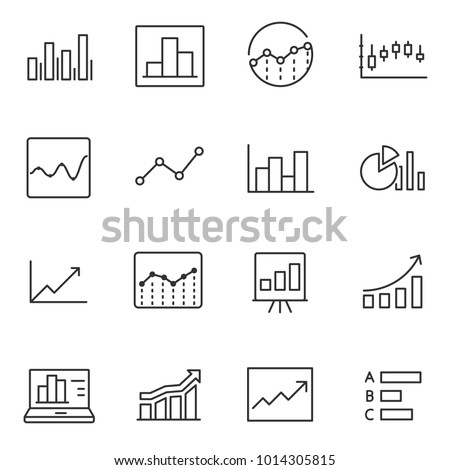 Statistic icons set. linear style. Line with Editable stroke