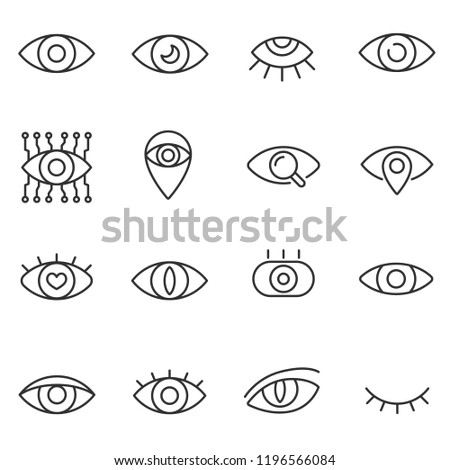 Eye icons set. Human eyes. Line with editable stroke