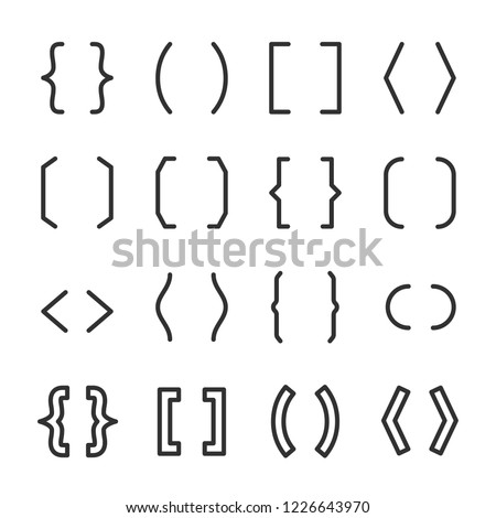 Brackets set. typography symbols of various shapes. Line with editable stroke
