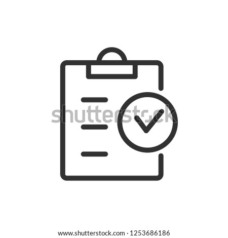 Clipboard with checklist. linear icon. Line with editable stroke