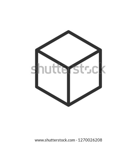 isometric cube. linear icon. Line with editable stroke