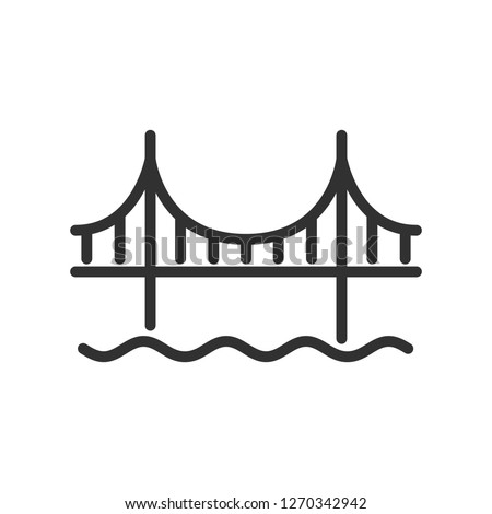 bridge over water. linear icon. Line with editable stroke